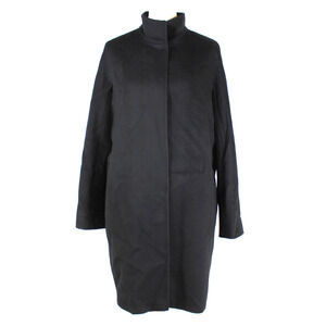 MaxMara Studio Wool Peacoat Black Concealed Button Up Collared Pockets Coat 14